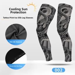 Sport Silicone Tattoo Leggings Sun Protection Ice Silk Printed Arm Band Anti-slip Breathable Knee Pads for Cycling Riding