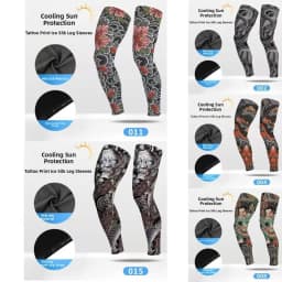 Sport Silicone Tattoo Leggings Sun Protection Ice Silk Printed Arm Band Anti-slip Breathable Knee Pads for Cycling Riding