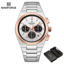 NAVIFORCE Fashion Quartz Watches for Male 3ATM Waterproof Chronograph Clocks Date Display Steel Strap Business Man's Watch Gifts