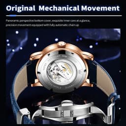 OLEVS 9923 Moon Phase Automatic Mechanical Watches for Man Fashion Leather Strap Waterproof Starry Sky Blue Luxury Men's Watches