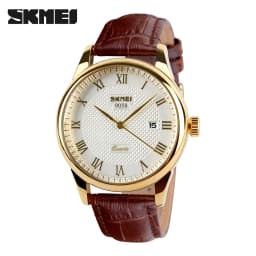 SKMEI 9058 Brand Lovers Quartz Watch Love Witness Time Watches Women Men Fashion Casual Leather Strap Waterproof Wristwatches