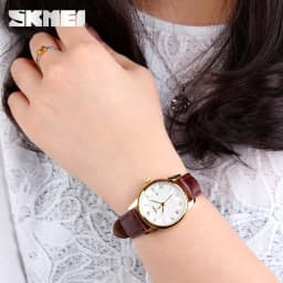SKMEI 9058 Brand Lovers Quartz Watch Love Witness Time Watches Women Men Fashion Casual Leather Strap Waterproof Wristwatches