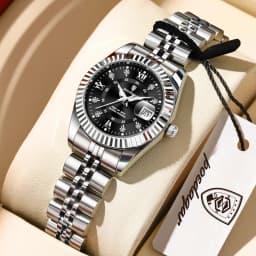 POEDAGAR Top Luxury Couple's Watches Luminous Date Classic Watches For Couple Quartz Stainless Steel Couple Watch Lovers Set+Box