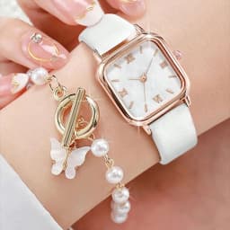 2/4PCS Fashion Minimalist Watch Luxury Men's and Women's Leather Belt Business Leisure Bracelet Quartz Watch