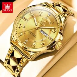OLEVS High Quality Luxury Fashion Quartz Watches for Couple Original Stainless Steel Calendar Luminous Waterproof Couple Watches