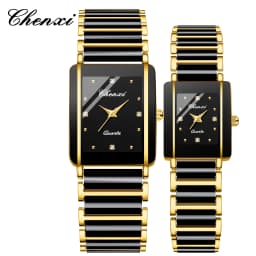 CHENXI 104A Couple's Watches Luxury Waterproof Relojes Para Damas Wristwatch for Woman and Man Simulated-Ceramics Strap Gift