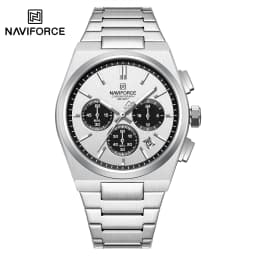 NAVIFORCE Male Quartz Stylish Watches Chronograph Waterproof Luminous Hands Stainless Steel Band Men Luxury Business Wristwatch