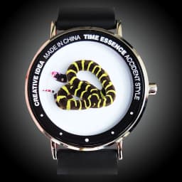 Creative Design Ultra-thin Quartz Watch Animal: Snake Silicone Watch Strap Diameter 40mm Waterproof