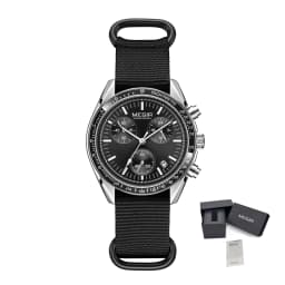 MEGIR Chronograph Canvas Strap Men Sport Quartz Watches Waterproof Calendar Casual Wristwatch with 24-hour Relogio Masculino