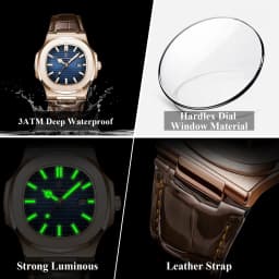 POEDAGAR Business Men's Watch Date Waterproof Luminous Luxury Men Clock High Quality Leather Quartz Square Watches For Man Reloj
