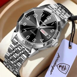 POEDAGAR Top Fashion Watches For Couple Waterproof Date Week Couple's Watches Quartz Stainless Steel Couple Watch Lovers Set+Box