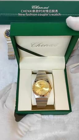 CHENXI Fashion Luxury Couple Quartz Watch Waterproof Glow Luminous Date Week Function Durable Comfortable Wristwatch for Lovers
