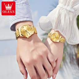 OLEVS 5563 Couple Watches Luxury Original Fashion Brand Waterproof Luminous Quartz Watch Dual Calendar Design For Date Sport
