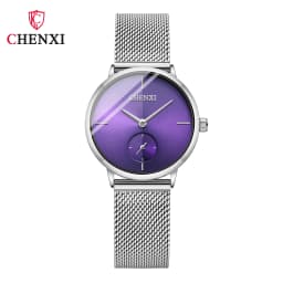 CHENXI Luxury Waterproof Men Women Quartz Watch Fashion Casual Stainless Steel Mesh Belt Couple Premium Wristwatch for Gift