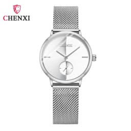 CHENXI Luxury Waterproof Men Women Quartz Watch Fashion Casual Stainless Steel Mesh Belt Couple Premium Wristwatch for Gift