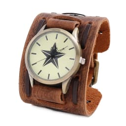 2025 Men's Watches Genuine Leather Watchband Quartz Watch For Men Alloy Dial Punk Style Wristwatch