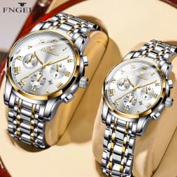 BINBOND Fashion 2pcs/Set Couple Watches Casual Men Ladies for Quartz Watch Lover Waterproof Stainless Steel Valentine Gift Watch