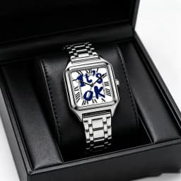 Ladies' Men Square Luxury Watch, Slogan Text on the Large Dial, 30-Meter Water Resistance, Elegant Design, Stainless Steel Strap