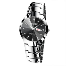 BINBOND Luxury Quartz Watches For Couple Luminous Waterproof Week Display Auto Date Stainless Steel Watch Casual Reloj