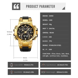 SKMEI 2500 Digital Watches For Men Fashion Military Men’s Wristwatch 3Bar Waterproof Sport Watch Man Countdown Timer Week Date