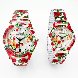 Fashionable Casual Light Luxury Rose-Colored Quartz Women's Watch with Elastic Strap, Couple's Watch Set