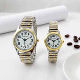 Simple Business Casual Couple's Watch with Elastic Strap and Arabic Numeral Dial, Quartz Watch for Men and Women