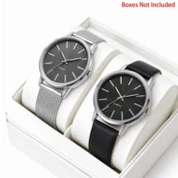2Pcs Lovers Watch Set Classic Minimal Mesh & Leather Strap Analog Quartz Wristwatch Men Women Fashion Couple Matching Timepieces