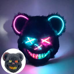 Novelty LED Bloody Furry Bunny Rabbit Bear Mask Realistic Scary Horror Killer Adult Masquerade Cosplay Costume Accessory