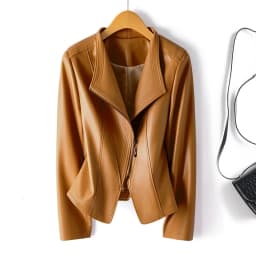 Genuine Leather Women's Short Slim Sheepskin 2025 Spring Autumn Leather Jacket New Long Sleeve Suit Collar Zipper Little Coat