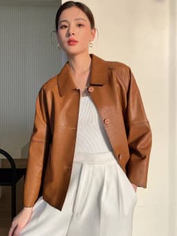 High-end Simple Natural Sheepskin Coats for Women 2026 New Trend Casual Single-breasted Lychee Texture Genuine Leather Jacket