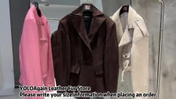 YOLOAgain Vintage Suede Blazer Jacket Women Double Breasted Lapel Dark Brown Genuine Sheepskin Leather Jacket Coat Female