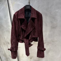 #S Women Suede Leather Jacket Ladies Casual Fashion Jacket 2025 New Coming Sheepskin Coat