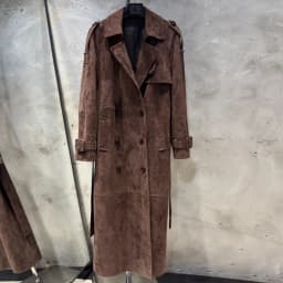 Long Suede Leather Coat Ladies Real Sheepskin Coat Genuine Sheep Leather Windbreak Long 2385