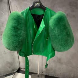 Leather Fur Jacket Natural Fur Sleeve Ladies Short Leather Jacket Real Fox Fur Sleeve Coat Women Autumn 21001-1