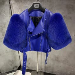 Leather Fur Jacket Natural Fur Sleeve Ladies Short Leather Jacket Real Fox Fur Sleeve Coat Women Autumn 21001-1