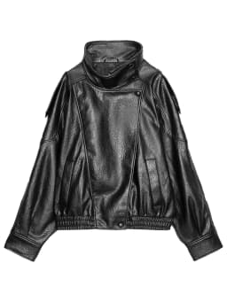 Fall 2025 Women's Casual Long Sleeve Stand Collar Faux Leather Jacket Versatile Outerwear Elegant Style Ladies' Short Coat
