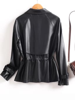 Real Leather Jacket Women's Mid-Length Slimming 2025 New Spring Autumn Korean Version Elegantly Waist-Cinching Sheepskin Haening