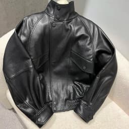 YOLOAgain Drop Shoulder Real Leather Jacket Women Genuine Sheepskin Jacket Coat