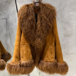 Sheep Fur Leather Coats Women Winter Luxury Mongolian Fur Leather Jackets with Long Sleeve with Natural Mongolian Fur 7251