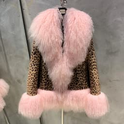 Sheep Fur Leather Coats Women Winter Luxury Mongolian Fur Leather Jackets with Long Sleeve with Natural Mongolian Fur 7251