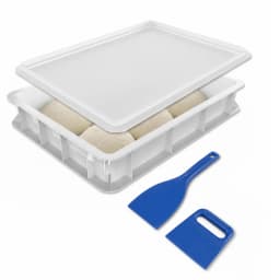 Plastic Pizza Dough Proofing Box 40x30cm Kit with 2 Dough Scraper Cutter - Stackable Fermentation Container for Homemade Pizza