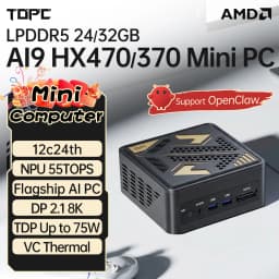TOPC Gaming Mini PC AMD Ryzen AI 9 HX 470 Intel Ultra 9 285H USB4 24G/32G LPDDR5 2*2.5G LAN 2*PCIe Desktop Computer Windows 11