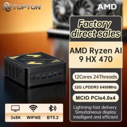Topton Gaming Mini PC AMD Ryzen AI 9 HX 470 Intel Ultra 9 285H MCIO USB4 32G DDR5 2*2.5G LAN 2*PCIe Desktop Computer Windows 11