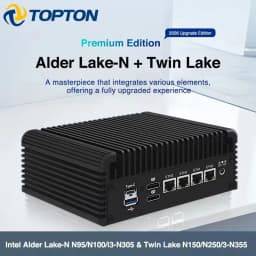 Topton Solid Firewall PC Computer Intel Core 3 N355 N305 N150 N95 4x2.5G LAN Type-C 2*NVMe+SATA 5xUSB Fanless Mini PC NAS Server