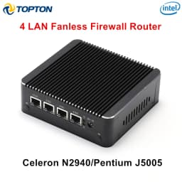Topton 4 LAN Fanless Firewall Mini PC Intel Celeron N2940 J4125 Pentium J5005 Soft Router Industrial Computer PfSense OPNsense