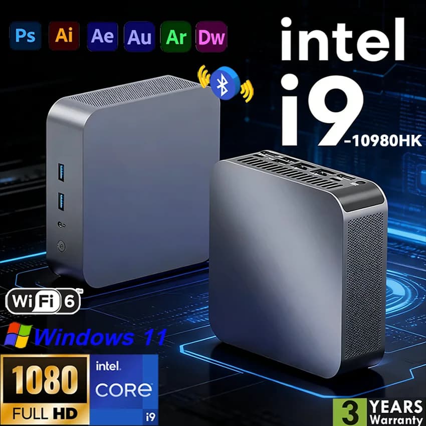 NEW Intel Core I9 10980HK 32GB RAM 1/2TB SSD Bluetooth 5.2 WiFi6 1000M Ethernet Windows 11 Gaming Office Intel I9 Mini PC