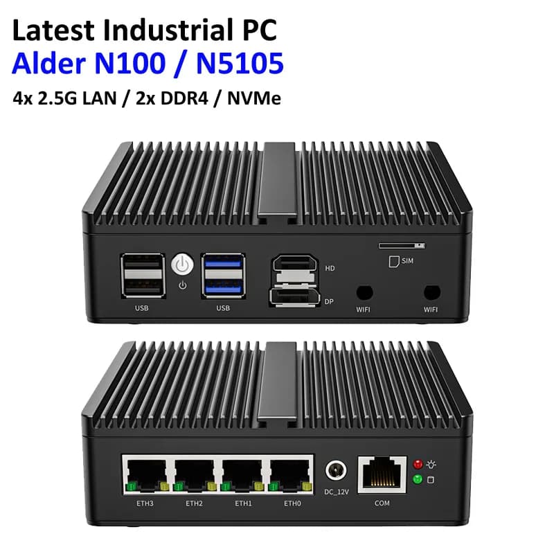 Intel N150 Celeron N5100 J6412 Soft Router Fanless J5005 Mini PC 4x Intel i226 2.5G LAN HD DP pfSense Firewall Appliance ESXI