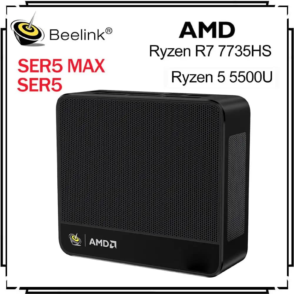 Beelink Mini PC SER 5 SER5 MAX AMD Ryzen R7 7735HS R5 5500U Desktop Gaming Computer WiFi 6 1000M M.2 2280 NVMe SSD 4K 60Hz