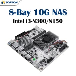 8-Bay 10G NAS Motherboard Intel I3-N350/N300/N150 1X10G + 2X2.5G LAN 2XNVMe PCIe X1 Firewall Mini ITX Mainboard