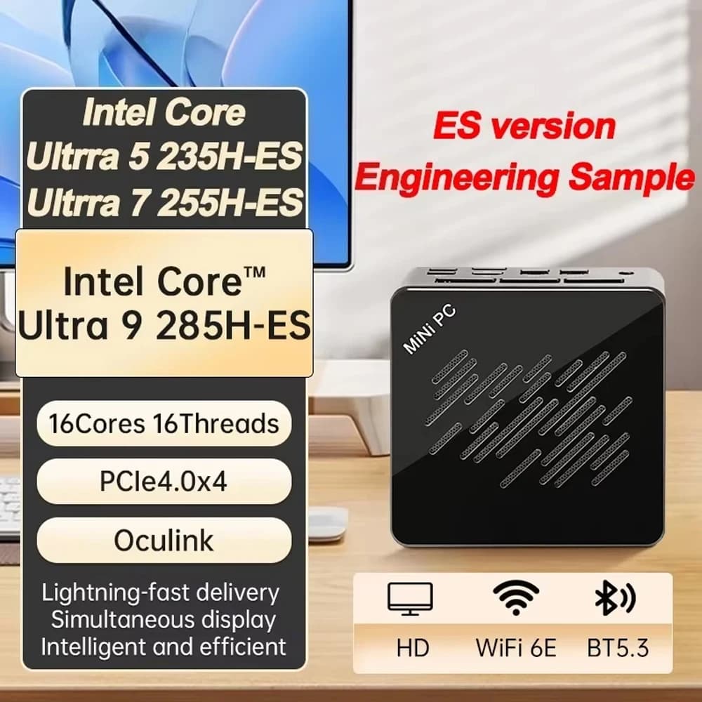 Intel Core Ultra 5 235H-ES/Ultra 7 255H-ES/Ultra 9 285H-ES Gaming Computer 2*DDR5 2*M.2 2280 SSD Win11 Wifi6E BT5.3 OCulink